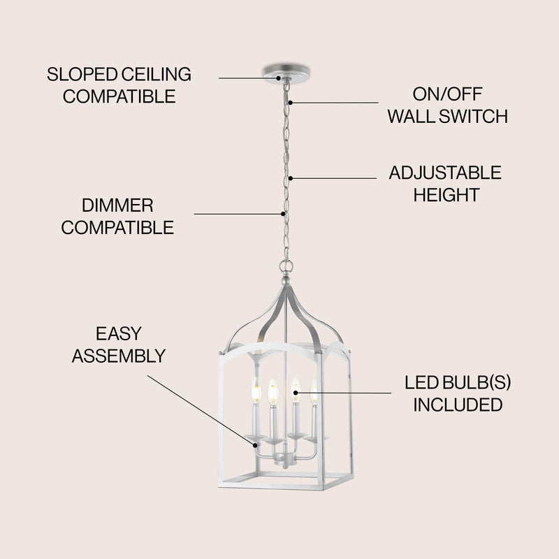 Ruth 11" Traditional Classic Lantern Metal/Glass LED Pendant