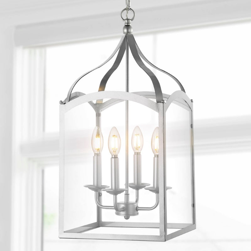 Ruth 11" Traditional Classic Lantern Metal/Glass LED Pendant - JONATHAN Y