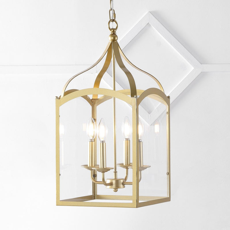 Ruth 11" Traditional Classic Lantern Metal/Glass LED Pendant - JONATHAN Y