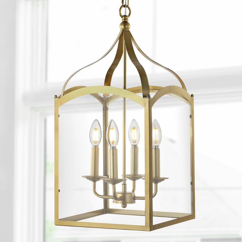 Ruth 11" Traditional Classic Lantern Metal/Glass LED Pendant - JONATHAN Y