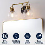 Shirley Metal/ Bubbled Glass Vanity Light