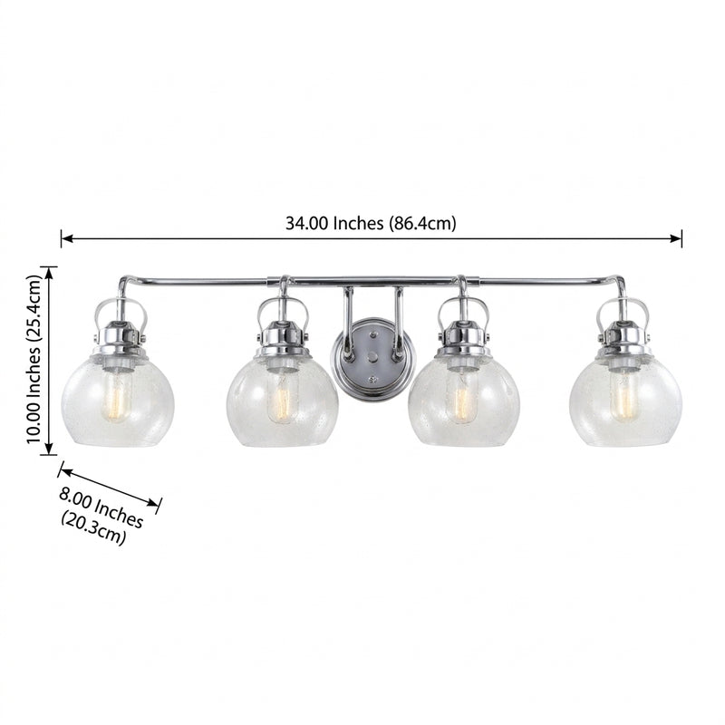 Shirley Metal/ Bubbled Glass Vanity Light Chrome / 4 Sockets – DIM