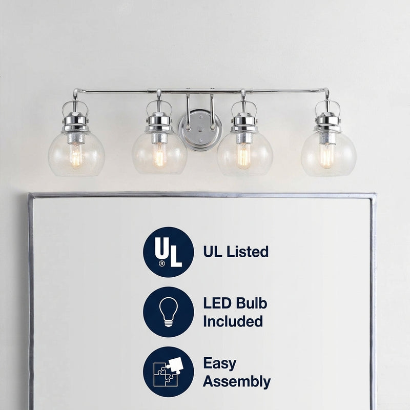 Shirley Metal/ Bubbled Glass Vanity Light Chrome / 4 Sockets – ICONS