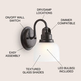 Virginia Metal/Glass LED Vanity Light