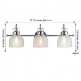 Virginia Metal/Glass LED Vanity Light Chrome / 3 Sockets – DIM