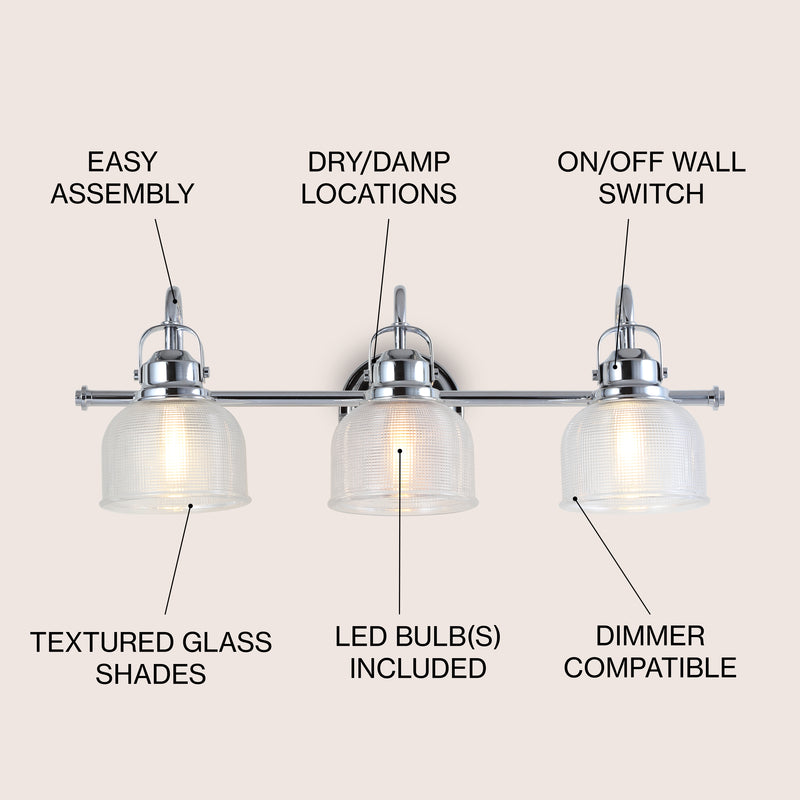 Virginia Metal/Glass LED Vanity Light