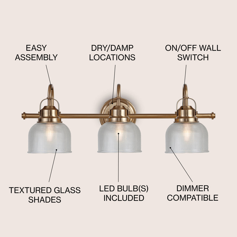 Virginia Metal/Glass LED Vanity Light