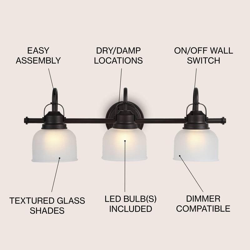 Virginia Metal/Glass LED Vanity Light