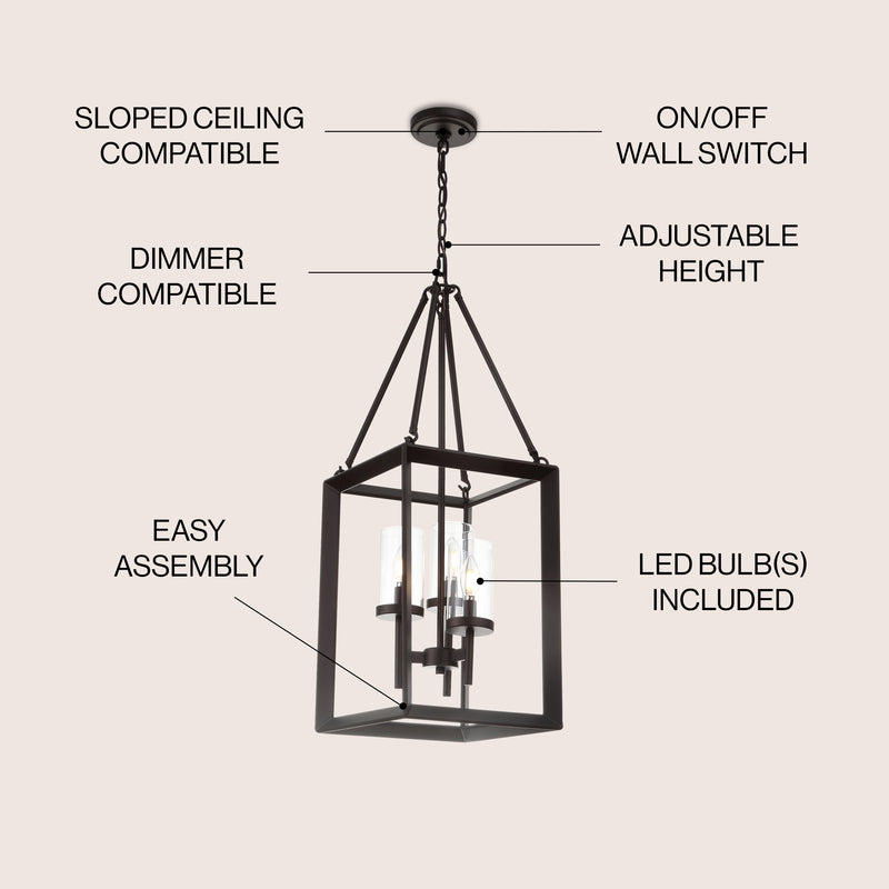 Anna 12" Metal/Glass LED Pendant - JONATHAN Y