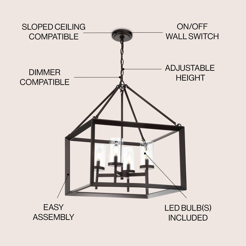 Anna 12" Metal/Glass LED Pendant - JONATHAN Y