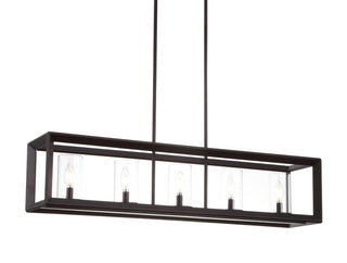 Anna 38.5" Linear Metal/Glass LED Pendant - JONATHAN Y