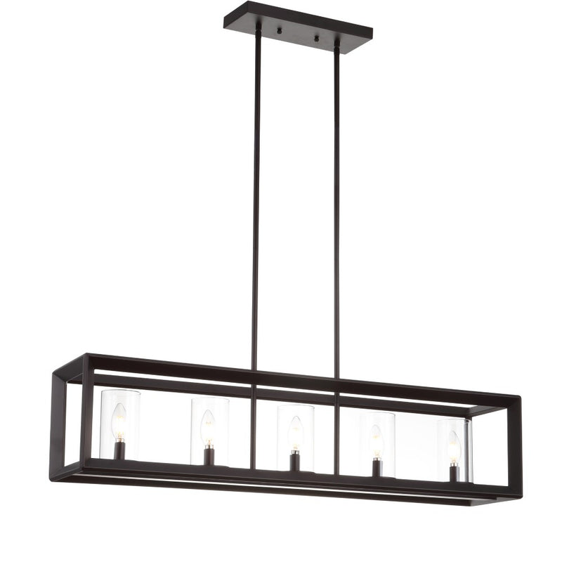 Anna 38.5" Linear Metal/Glass LED Pendant - JONATHAN Y