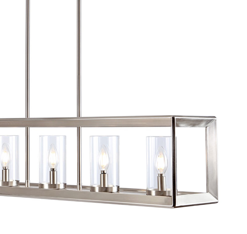 Anna 38.5" Linear Metal/Glass LED Pendant - JONATHAN Y