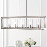 Anna 38.5" Linear Metal/Glass LED Pendant - JONATHAN Y