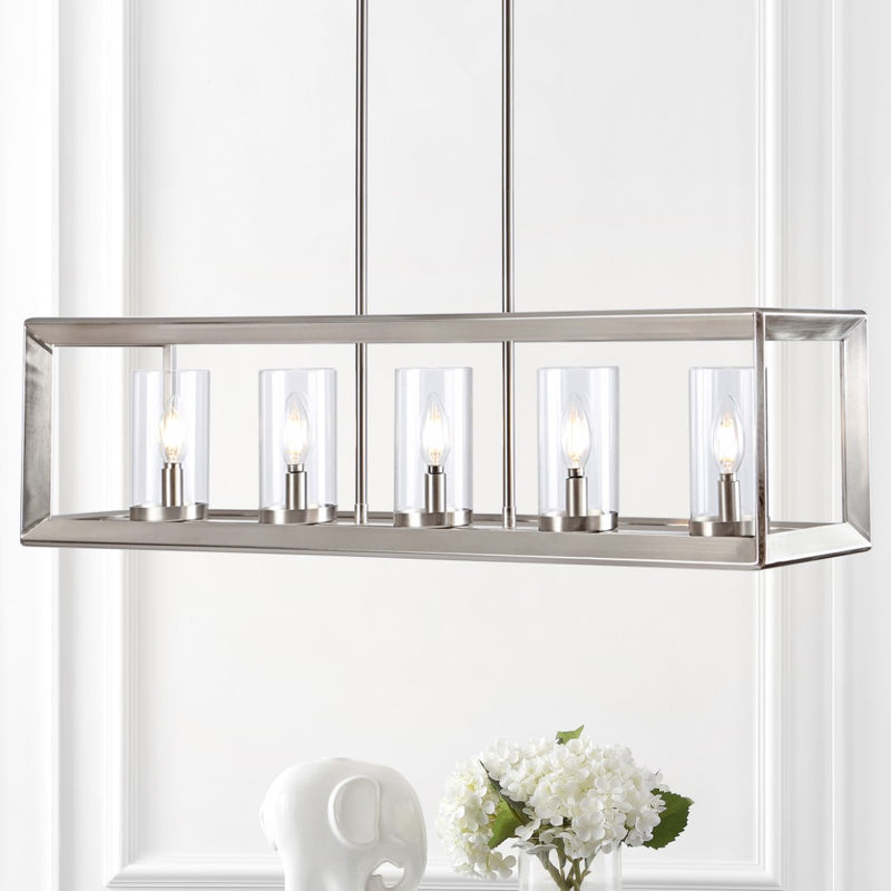 Anna 38.5" Linear Metal/Glass LED Pendant - JONATHAN Y