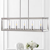 Anna 38.5" Linear Metal/Glass LED Pendant - JONATHAN Y