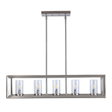 Anna 38.5" Linear Metal/Glass LED Pendant - JONATHAN Y
