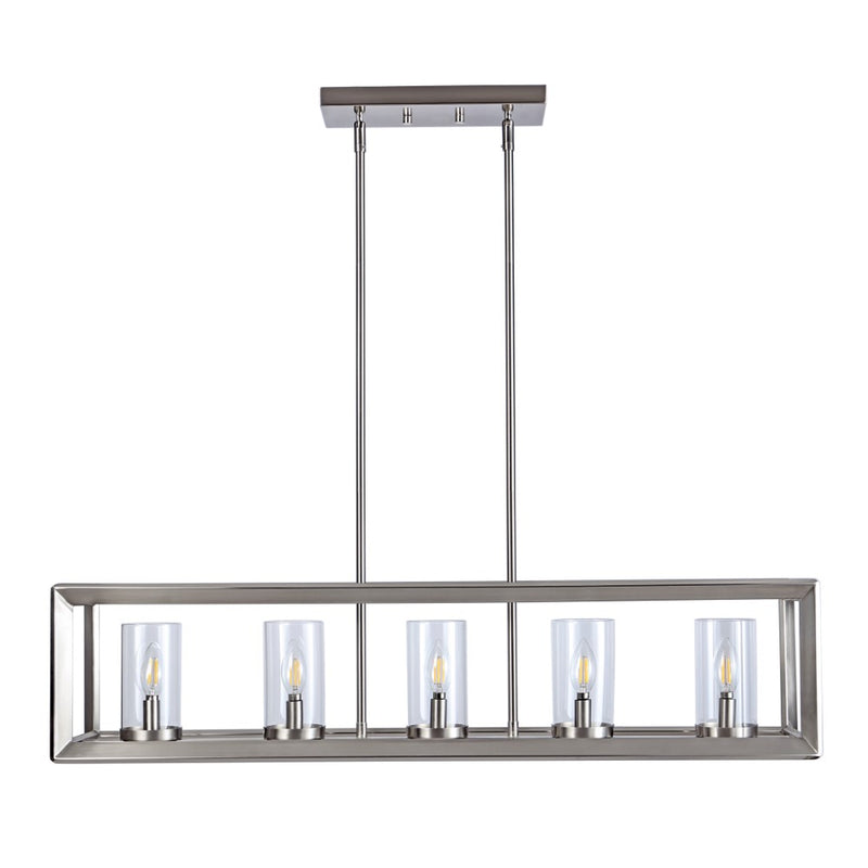 Anna 38.5" Linear Metal/Glass LED Pendant - JONATHAN Y