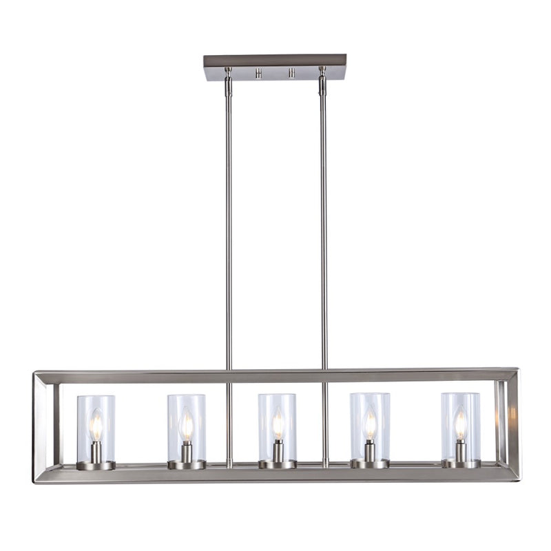 Anna 38.5" Linear Metal/Glass LED Pendant - JONATHAN Y