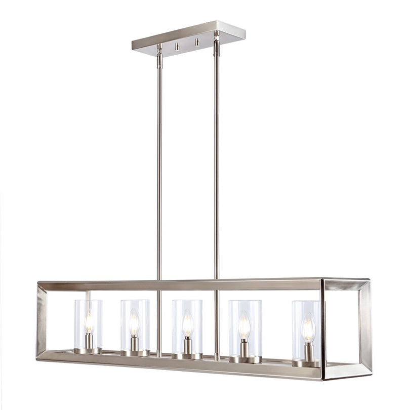 Anna 38.5" Linear Metal/Glass LED Pendant - JONATHAN Y