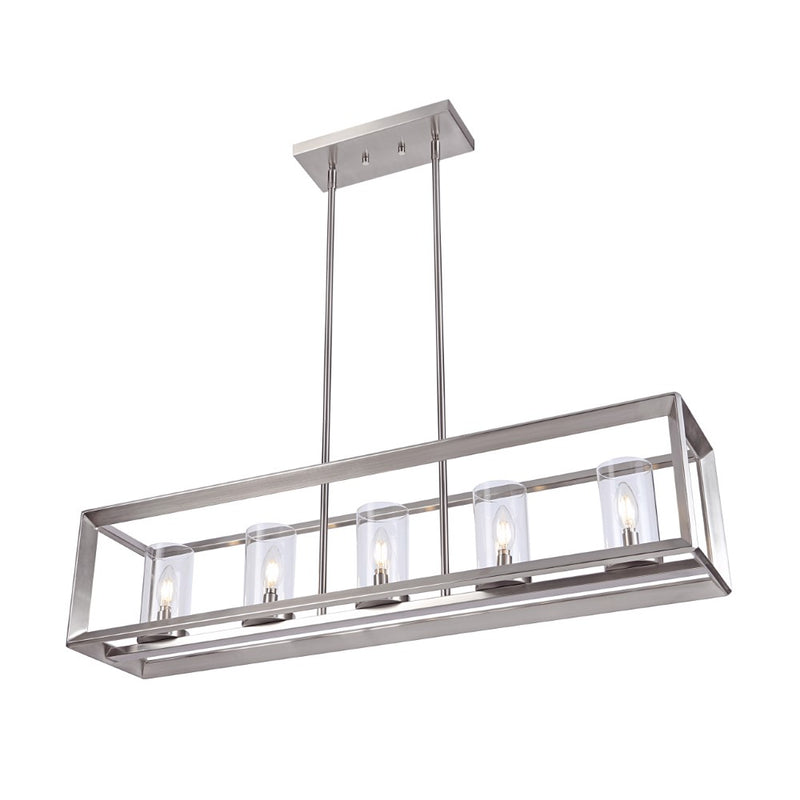 Anna 38.5" Linear Metal/Glass LED Pendant - JONATHAN Y
