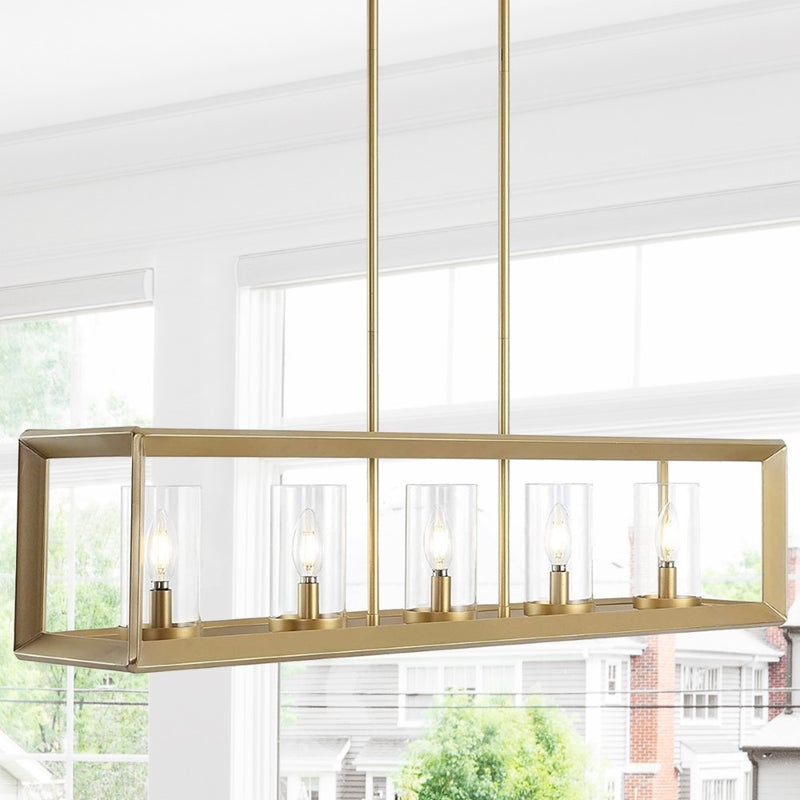 Anna 38.5" Linear Metal/Glass LED Pendant