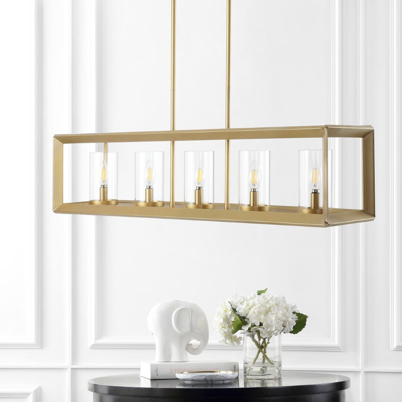 Anna 38.5" Linear Metal/Glass LED Pendant