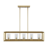 Anna 38.5" Linear Metal/Glass LED Pendant - JONATHAN Y
