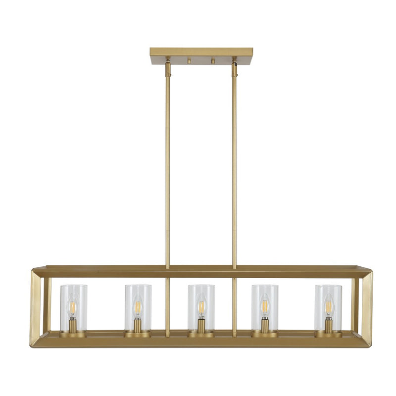 Anna 38.5" Linear Metal/Glass LED Pendant - JONATHAN Y