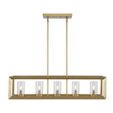 Anna 38.5" Linear Metal/Glass LED Pendant - JONATHAN Y