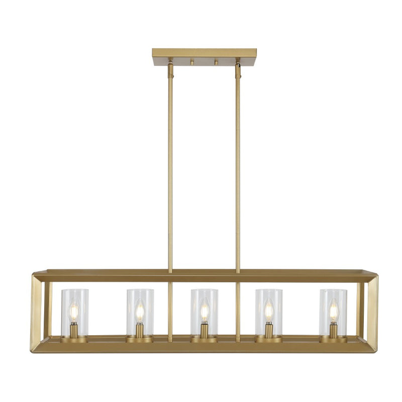 Anna 38.5" Linear Metal/Glass LED Pendant - JONATHAN Y