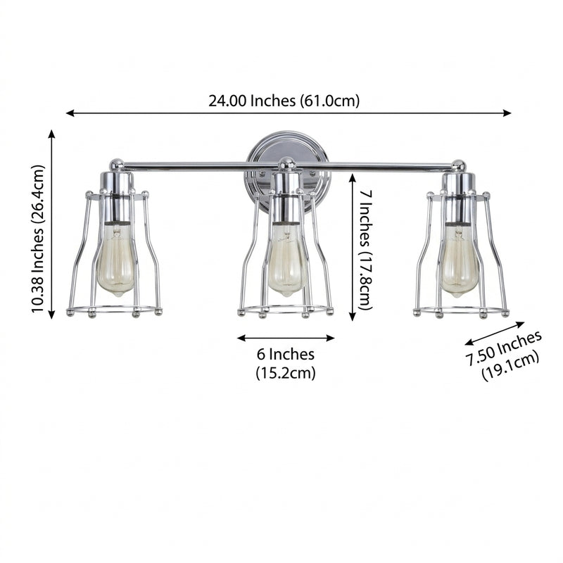 Evelyn Metal Vanity Light Chrome / 3-Light – DIM