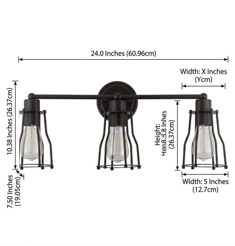 Evelyn Metal Vanity Light Oil Rubbed Bronze / 3-Light – DIM