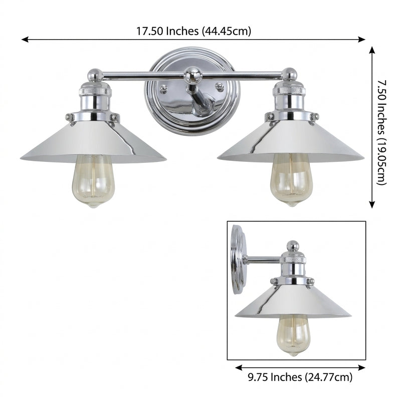 July Metal Shade Sconce Chrome / 2 Sockets – DIM