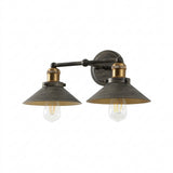 July Metal Shade Sconce Rustic Dark Gray/Brass Gold / 2 Sockets – OFF