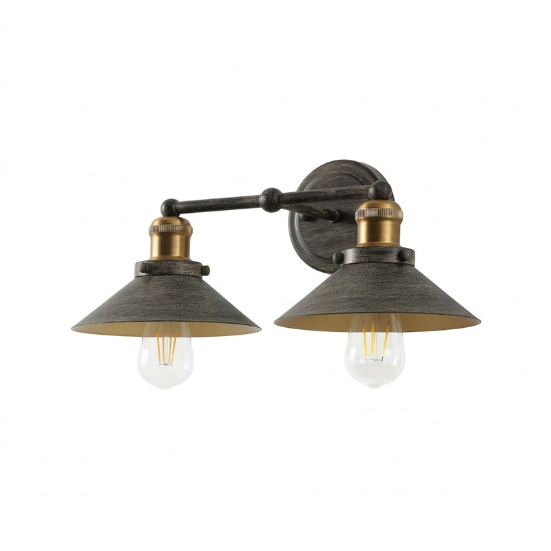 July Metal Shade Sconce Rustic Dark Gray/Brass Gold / 2 Sockets – OFF