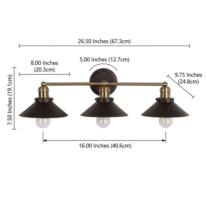 July Metal Shade Sconce Oil Rubbed Bronze/Brass Gold / 3 Sockets – DIM