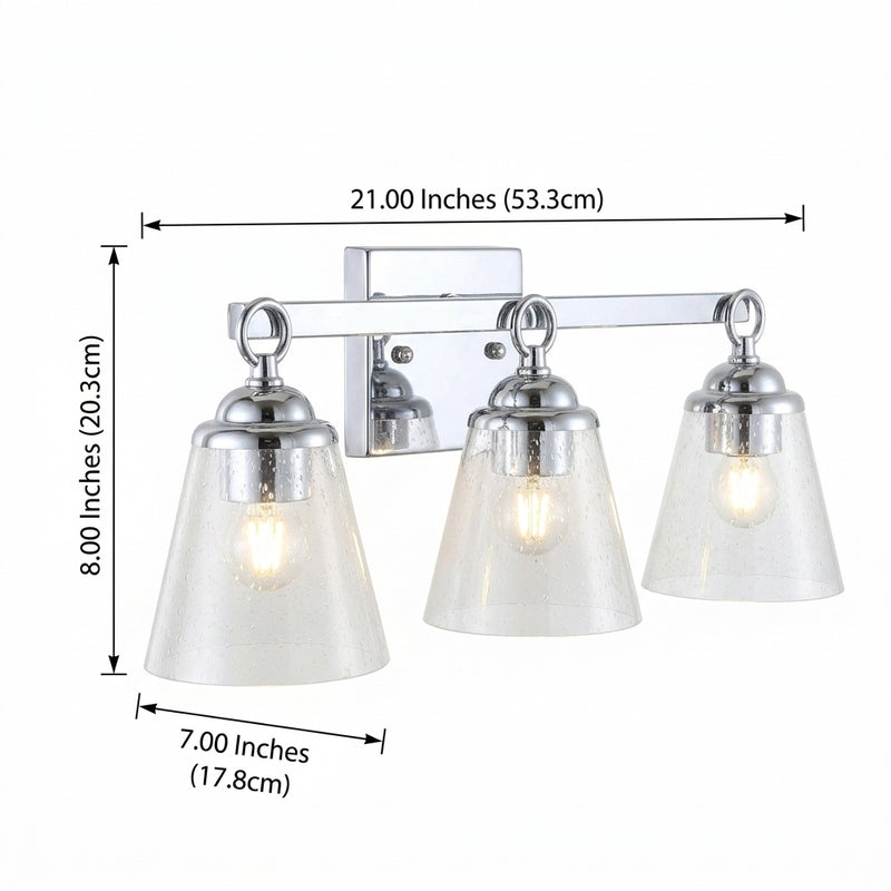 Marion Hurricane Metal/Glass Vanity Chrome / 3-Light – DIM