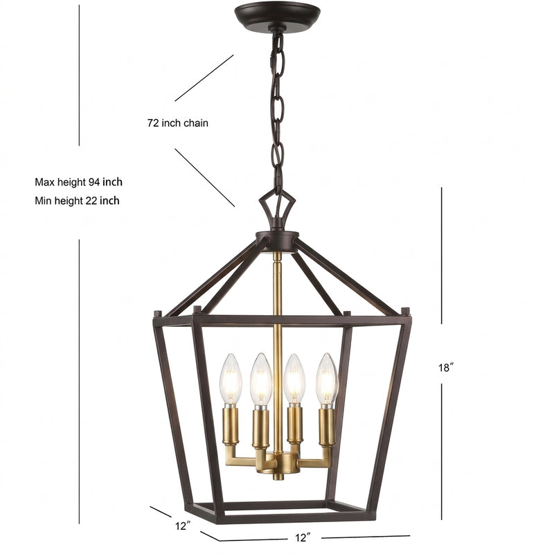 Pagoda Lantern Metal LED Pendant Oil Rubbed Bronze/Brass Gold / 12" – DIM