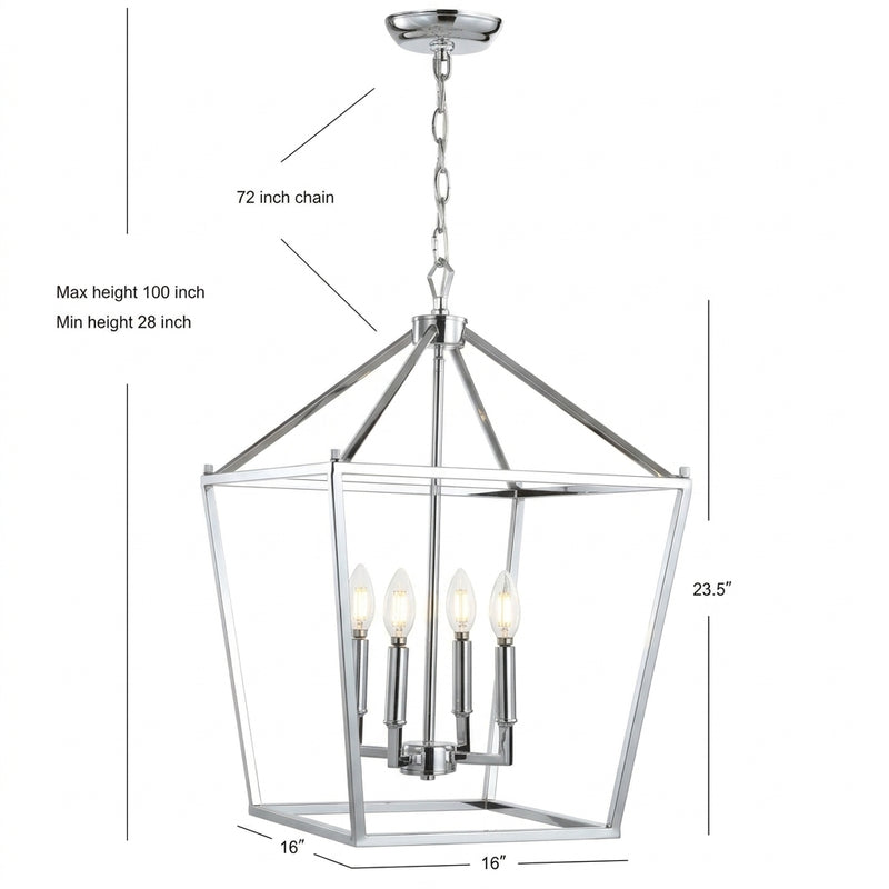 Pagoda Lantern Metal LED Pendant Chrome / 16" – DIM