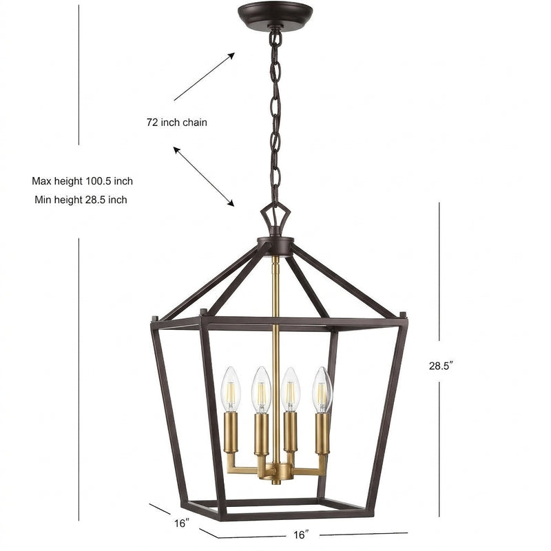Pagoda Lantern Metal LED Pendant Oil Rubbed Bronze/Brass Gold / 16" – DIM