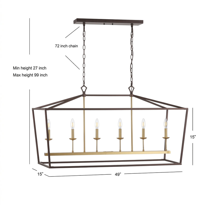 Pagoda Lantern Metal LED Pendant Oil Rubbed Bronze/Brass Gold / 49" – DIM
