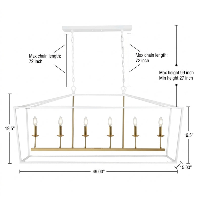Pagoda Lantern Metal LED Pendant White/Brass Gold / 49" – DIM