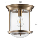 Savannah 10.25" Metal/Glass LED Flush Mount - JONATHAN Y