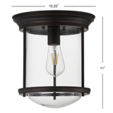 Savannah 10.25" Metal/Glass LED Flush Mount - JONATHAN Y