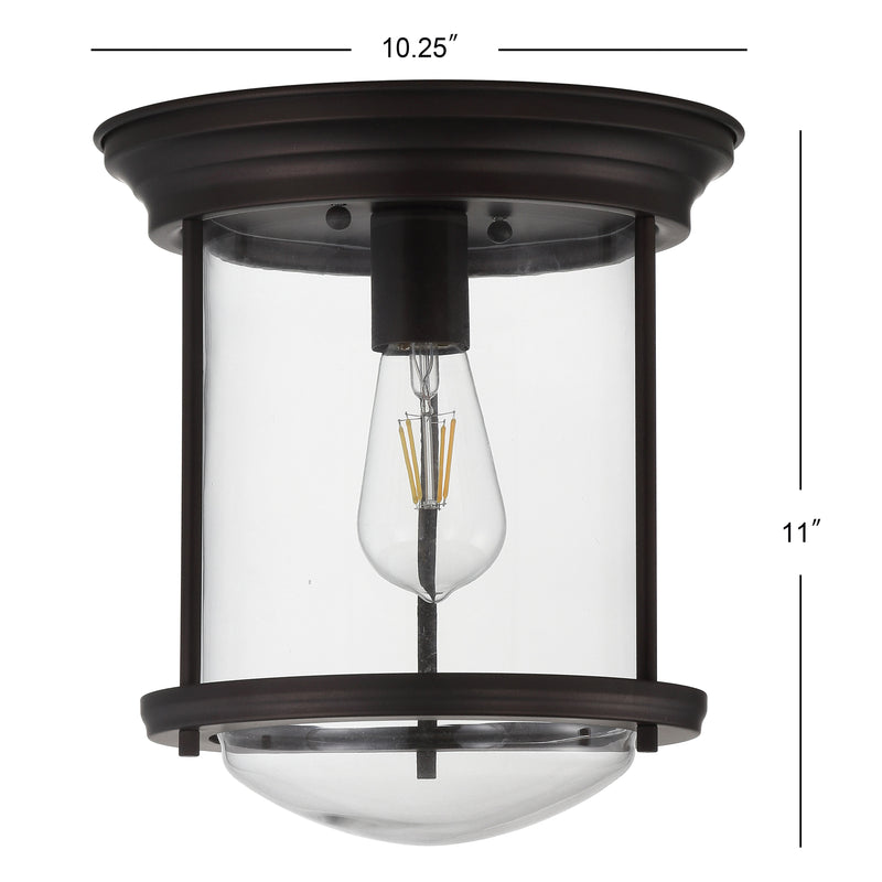 Savannah 10.25" Metal/Glass LED Flush Mount - JONATHAN Y