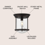Savannah 10.25" Metal/Glass LED Flush Mount - JONATHAN Y