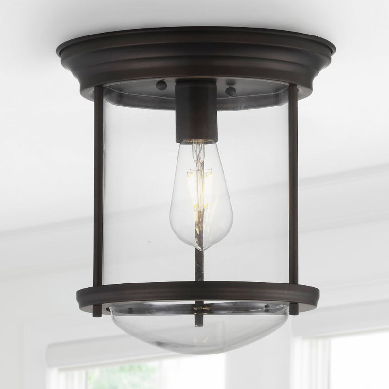 Savannah 10.25" Metal/Glass LED Flush Mount - JONATHAN Y