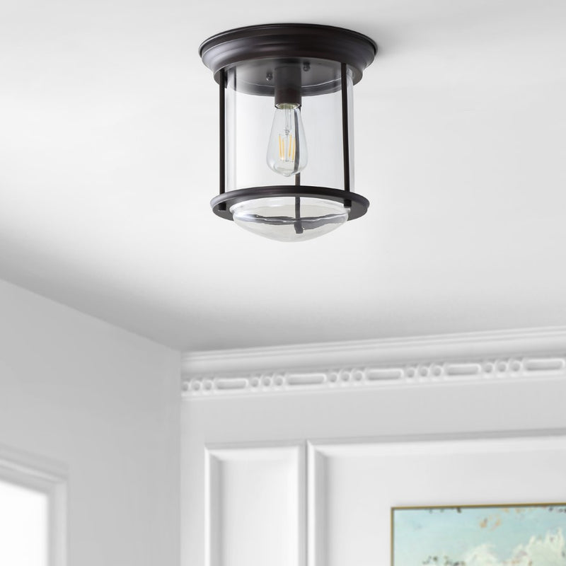 Savannah 10.25" Metal/Glass LED Flush Mount - JONATHAN Y