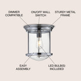 Savannah 10.25" Metal/Glass LED Flush Mount - JONATHAN Y